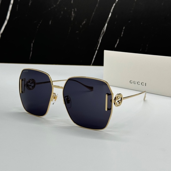 NEW GG1207SA 002 GUCCI GOLD GREY SQUARE WOMEN GUCCI SUNGLASSES - Picture 2 of 16
